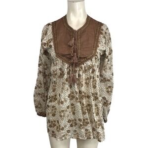 BLUE BOHEME- WOMEN'S O/S - BROWN LONG SLEEVE CHARLOTTE TOP